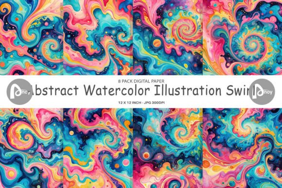 Download Digital Paper Abstract Watercolor Swirl - Digital Collection