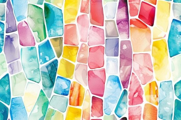 Download Colorful Mosaic of Watercolor Stains - Watercolor stains Collection