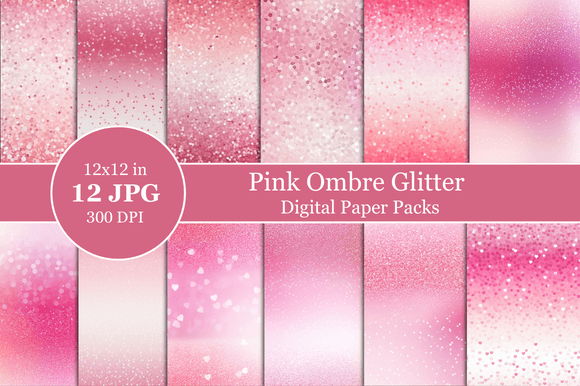 Download Pimk Ombre Glitter Digital Paper - Digital Collection