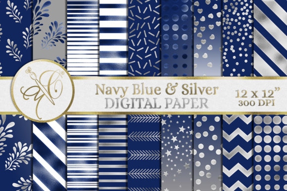 Download Navy Blue and Silver Digital Paper - Digital Collection