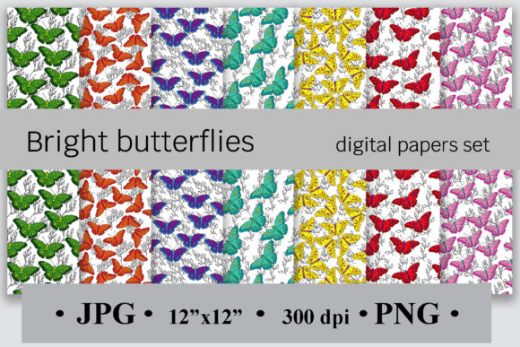 Download Bright Butterflies Digital Papers Set - Digital Collection
