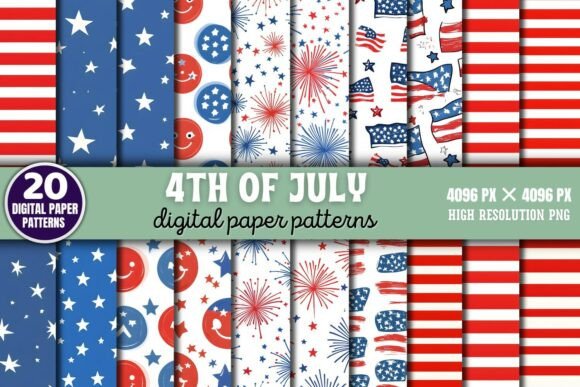 Download 4th of July Pattern Digital Paper Backg - Digital Collection