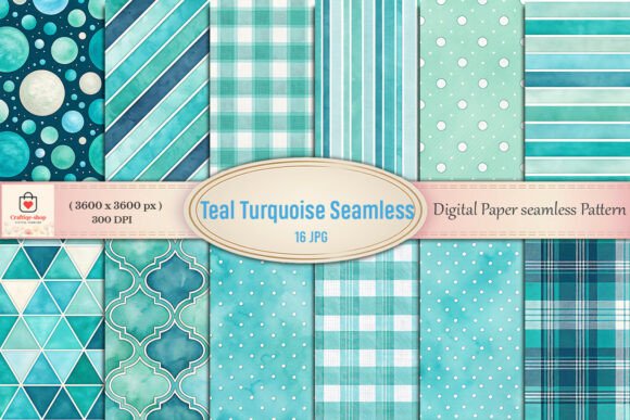 Download Teal Turquoise Digital Paper Bundle - Digital Collection