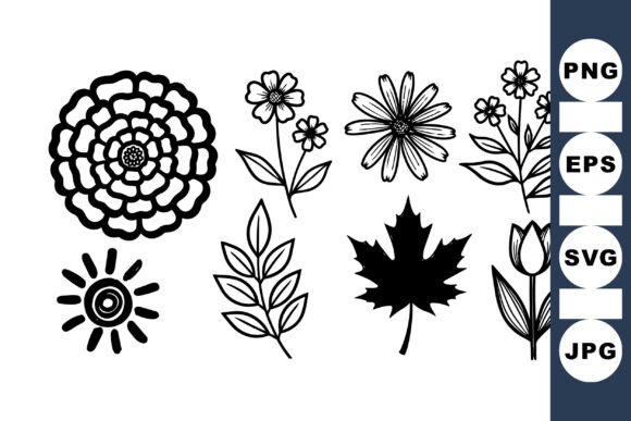 Download Vintage Floral Black Ink Set - Black Collection