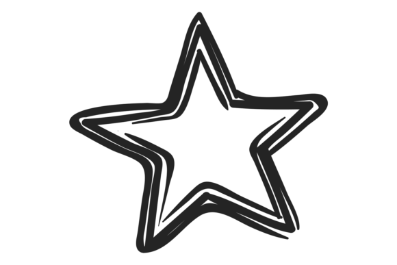 Download Grungy Star Sketch. Paint Brush Black Do - Black Collection